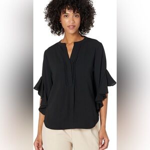Vince Camuto Black Flutter Sleeve Blouse